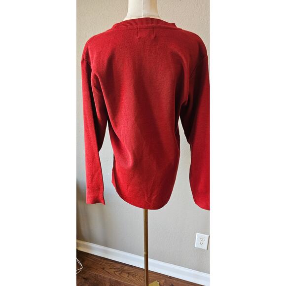 Vintage Autumn Creations Bead Embroidered Floral Pullover Sweater Women Sz L Red - Picture 6 of 7